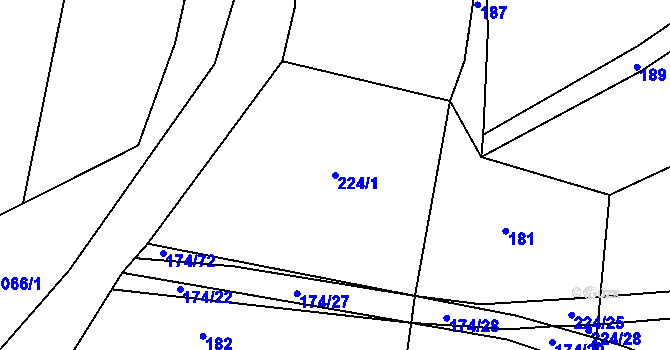 Parcela st. 224/1 v KÚ Ratměřice, Katastrální mapa