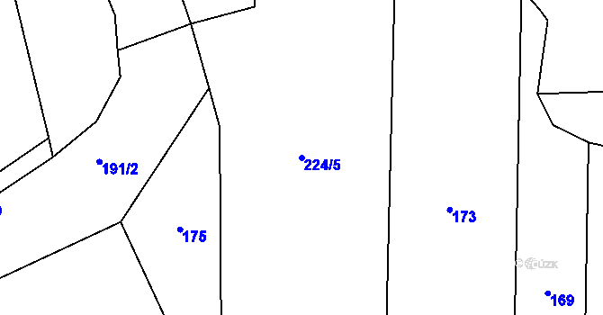 Parcela st. 224/5 v KÚ Ratměřice, Katastrální mapa