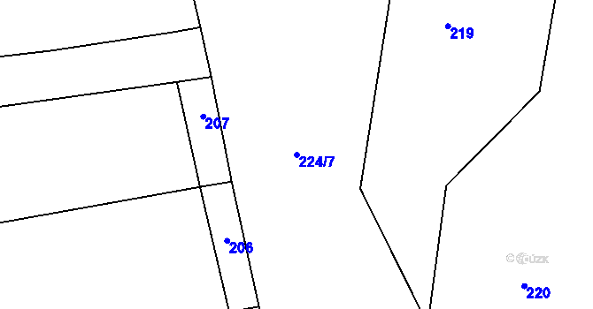 Parcela st. 224/7 v KÚ Ratměřice, Katastrální mapa