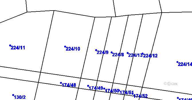 Parcela st. 224/9 v KÚ Ratměřice, Katastrální mapa