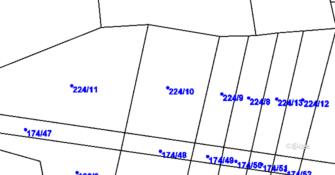Parcela st. 224/10 v KÚ Ratměřice, Katastrální mapa