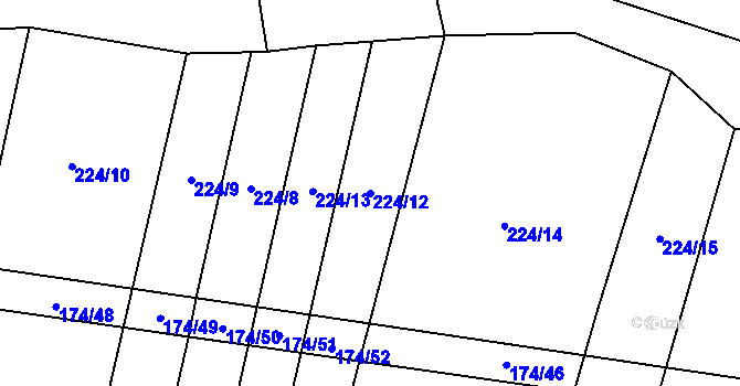 Parcela st. 224/12 v KÚ Ratměřice, Katastrální mapa