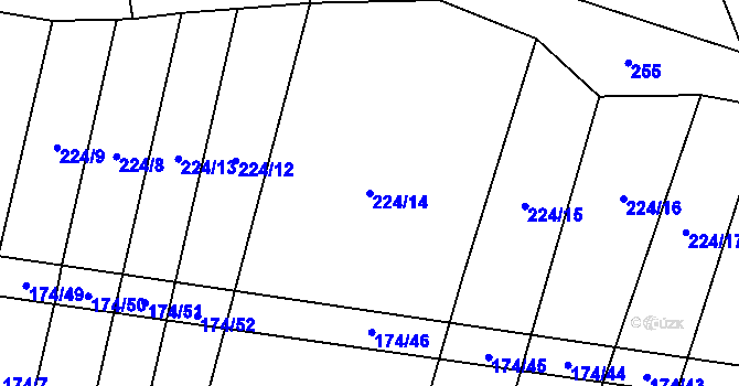 Parcela st. 224/14 v KÚ Ratměřice, Katastrální mapa