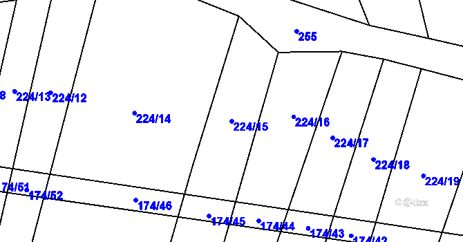 Parcela st. 224/15 v KÚ Ratměřice, Katastrální mapa