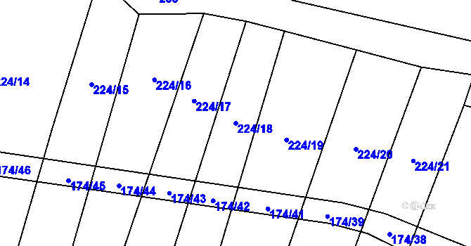 Parcela st. 224/18 v KÚ Ratměřice, Katastrální mapa