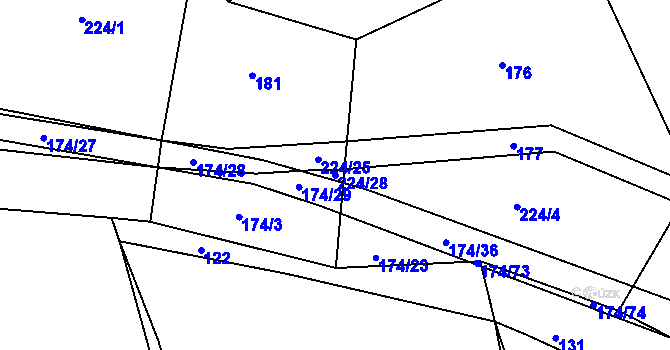 Parcela st. 224/28 v KÚ Ratměřice, Katastrální mapa