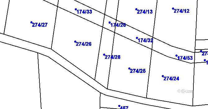 Parcela st. 274/28 v KÚ Ratměřice, Katastrální mapa