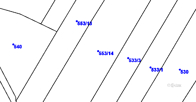 Parcela st. 553/14 v KÚ Ratměřice, Katastrální mapa