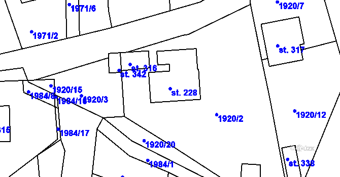 Parcela st. 228 v KÚ Střítež u Kaplice, Katastrální mapa