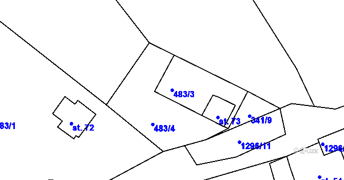 Parcela st. 483/3 v KÚ Žďár u Kaplice, Katastrální mapa