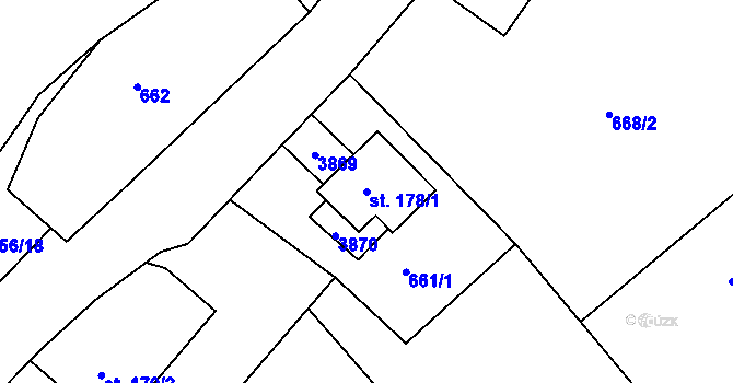 Parcela st. 178/1 v KÚ Razová, Katastrální mapa