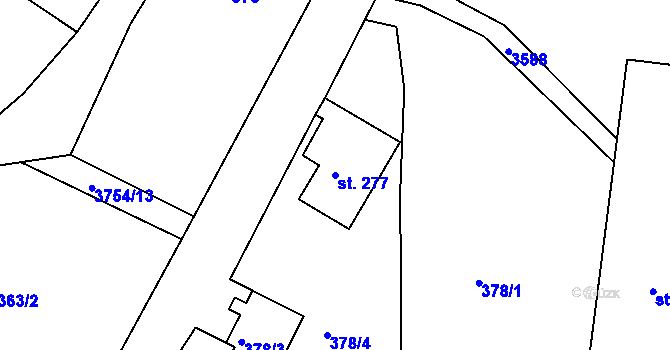 Parcela st. 277 v KÚ Razová, Katastrální mapa