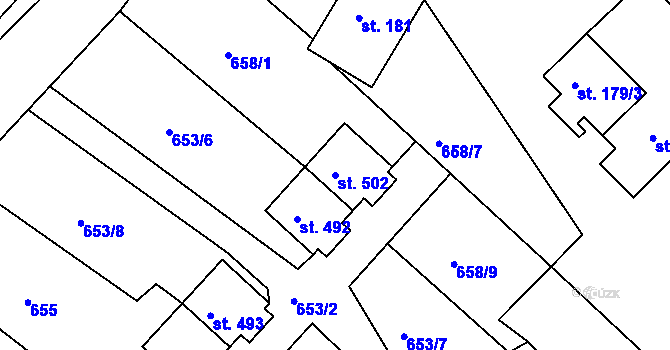 Parcela st. 502 v KÚ Razová, Katastrální mapa