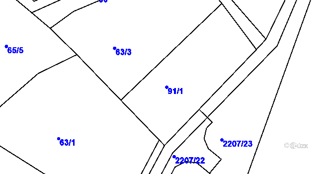 Parcela st. 91/1 v KÚ Razová, Katastrální mapa