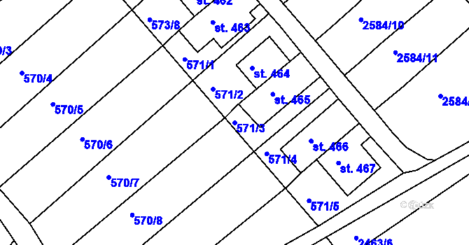 Parcela st. 571/3 v KÚ Razová, Katastrální mapa
