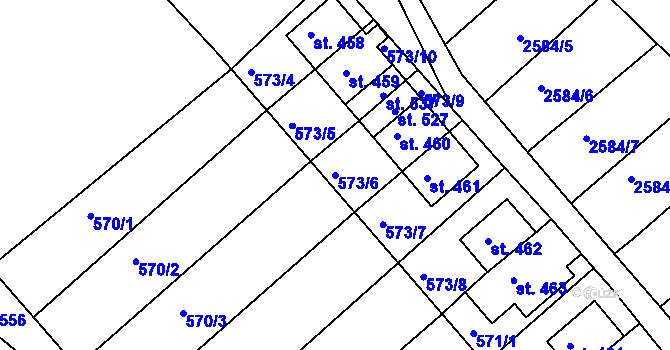 Parcela st. 573/6 v KÚ Razová, Katastrální mapa