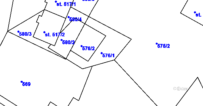 Parcela st. 576/1 v KÚ Razová, Katastrální mapa