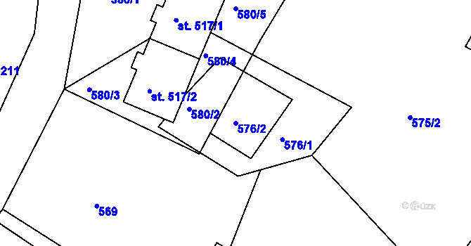 Parcela st. 576/2 v KÚ Razová, Katastrální mapa