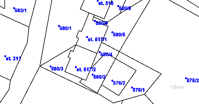 Parcela st. 580/4 v KÚ Razová, Katastrální mapa