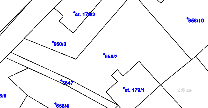 Parcela st. 658/2 v KÚ Razová, Katastrální mapa