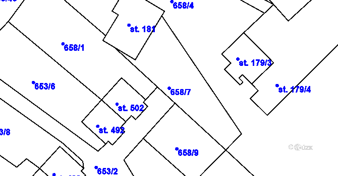 Parcela st. 658/7 v KÚ Razová, Katastrální mapa