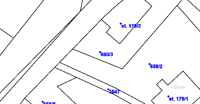 Parcela st. 660/3 v KÚ Razová, Katastrální mapa