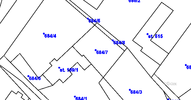 Parcela st. 684/7 v KÚ Razová, Katastrální mapa