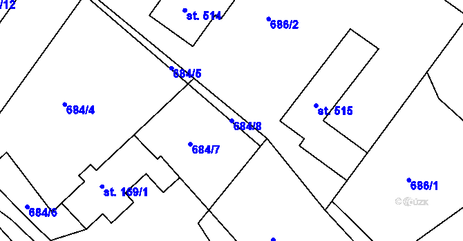 Parcela st. 684/8 v KÚ Razová, Katastrální mapa
