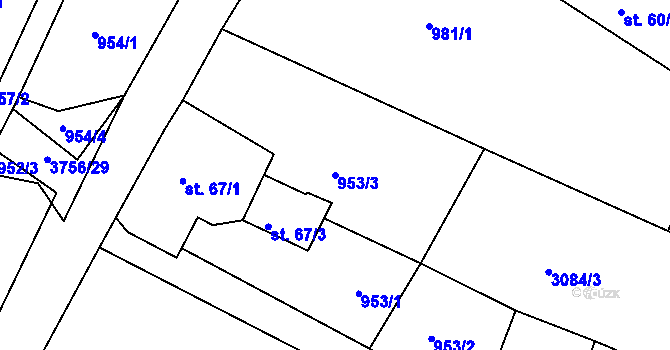 Parcela st. 953/3 v KÚ Razová, Katastrální mapa