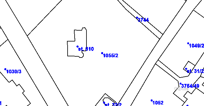 Parcela st. 1055/2 v KÚ Razová, Katastrální mapa