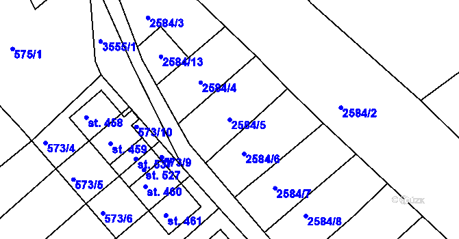 Parcela st. 2584/5 v KÚ Razová, Katastrální mapa