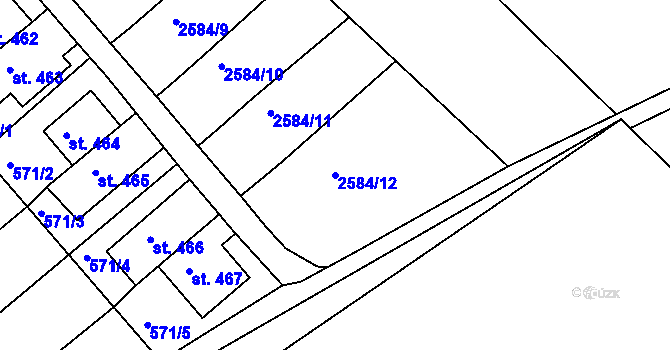 Parcela st. 2584/12 v KÚ Razová, Katastrální mapa
