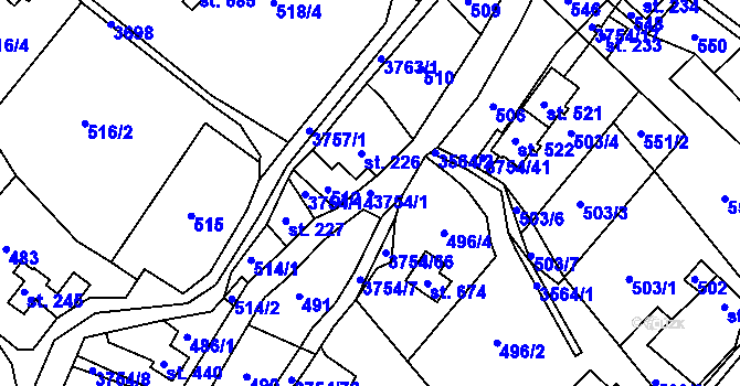 Parcela st. 3754/1 v KÚ Razová, Katastrální mapa