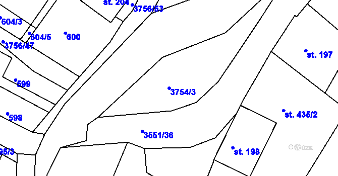 Parcela st. 3754/3 v KÚ Razová, Katastrální mapa