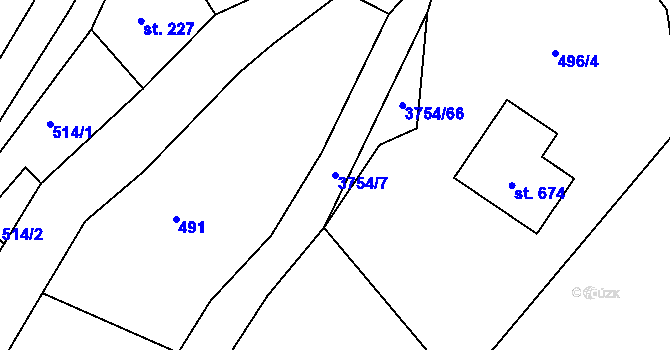 Parcela st. 3754/7 v KÚ Razová, Katastrální mapa