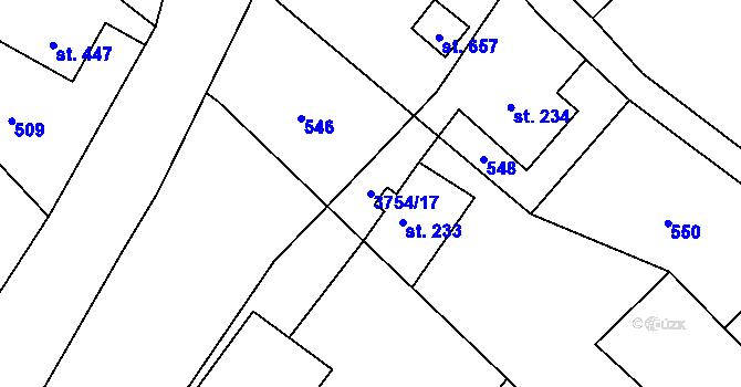 Parcela st. 3754/17 v KÚ Razová, Katastrální mapa