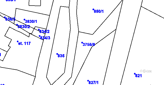 Parcela st. 3756/8 v KÚ Razová, Katastrální mapa