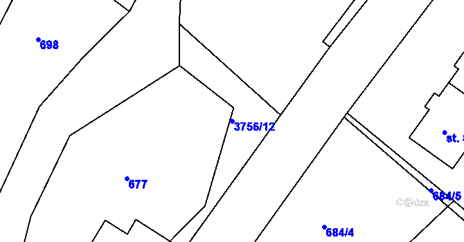 Parcela st. 3756/12 v KÚ Razová, Katastrální mapa