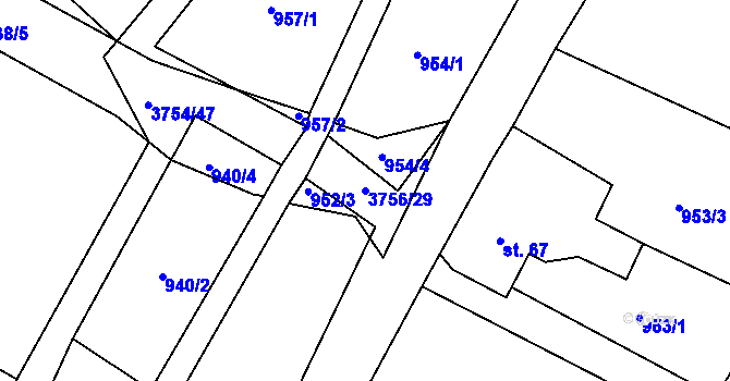 Parcela st. 3756/29 v KÚ Razová, Katastrální mapa