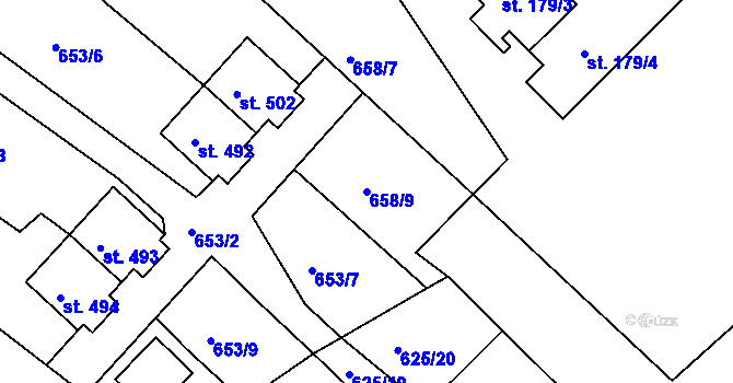 Parcela st. 658/9 v KÚ Razová, Katastrální mapa