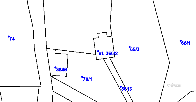 Parcela st. 366/2 v KÚ Razová, Katastrální mapa