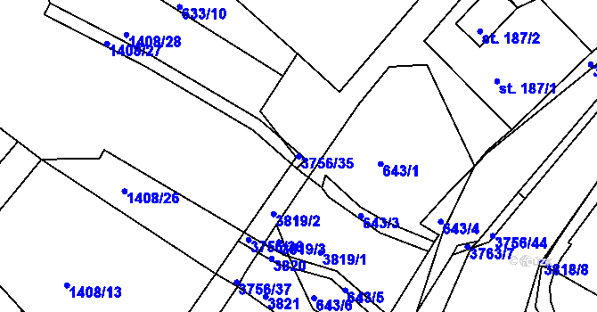 Parcela st. 3756/35 v KÚ Razová, Katastrální mapa