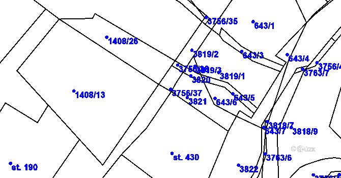 Parcela st. 3756/37 v KÚ Razová, Katastrální mapa