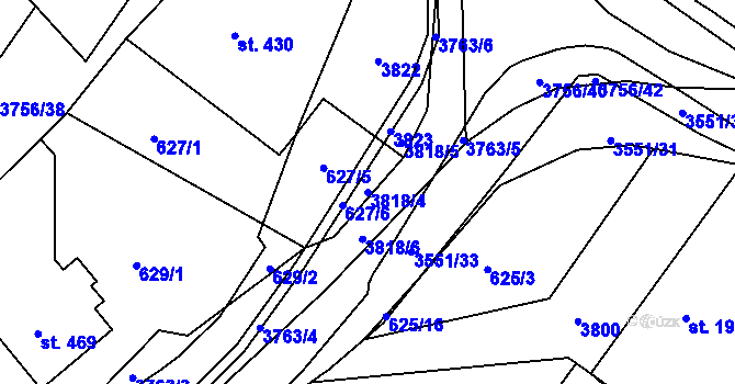 Parcela st. 3818/4 v KÚ Razová, Katastrální mapa