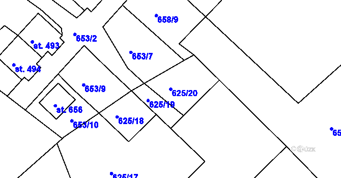 Parcela st. 625/20 v KÚ Razová, Katastrální mapa
