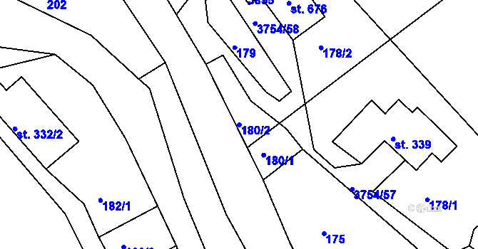 Parcela st. 180/2 v KÚ Razová, Katastrální mapa