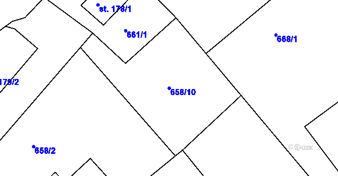 Parcela st. 658/10 v KÚ Razová, Katastrální mapa
