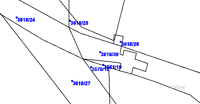 Parcela st. 3818/39 v KÚ Razová, Katastrální mapa