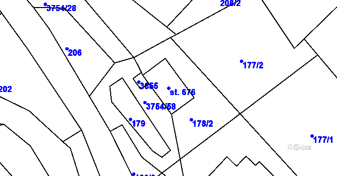 Parcela st. 676 v KÚ Razová, Katastrální mapa