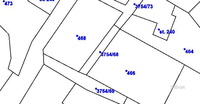 Parcela st. 3754/68 v KÚ Razová, Katastrální mapa